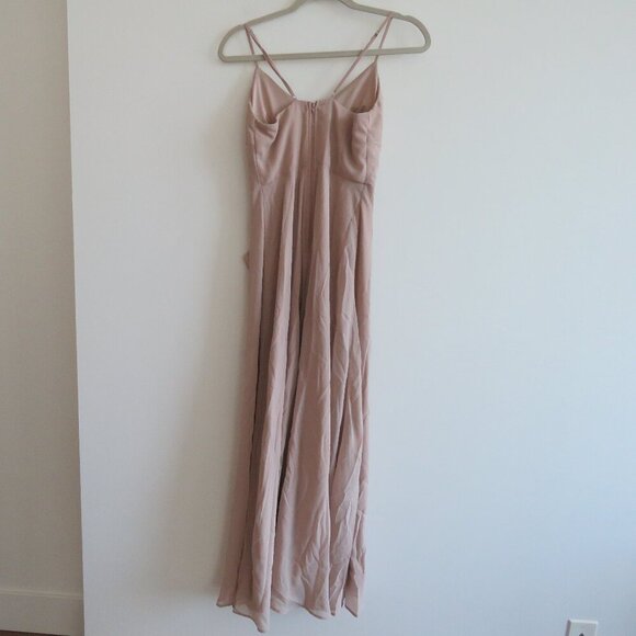 BIRDY GREY Taupe Ruffle Chiffon Maxi Bridesmaid Dress Wedding Neutral - Size XS - Picture 12 of 16
